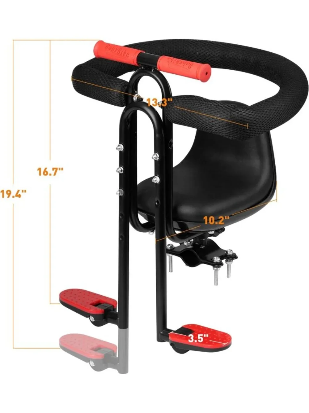 Front Child Carrier Bike Seat for Kids 2-4 Years, Safe Bicycle Chair, 55 lbs